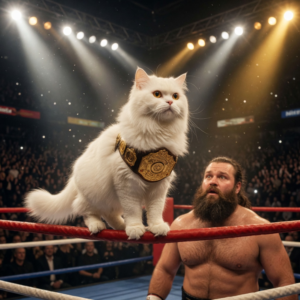 Oscar on the ropes with the belt
