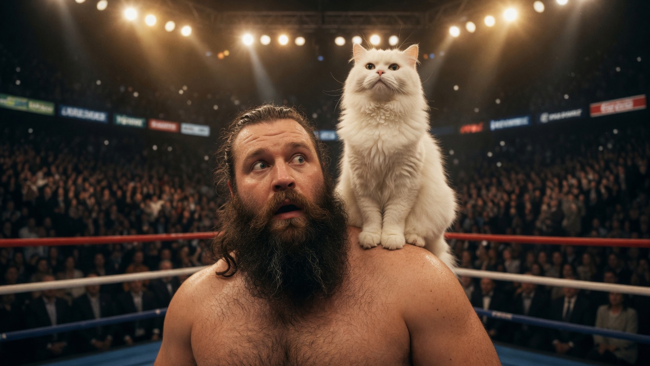 Oscar sitting on the fighter's shoulder